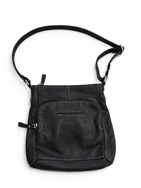 Fossil Y2K Black Leather Saddle Crossbody Bag Adjustable Strap